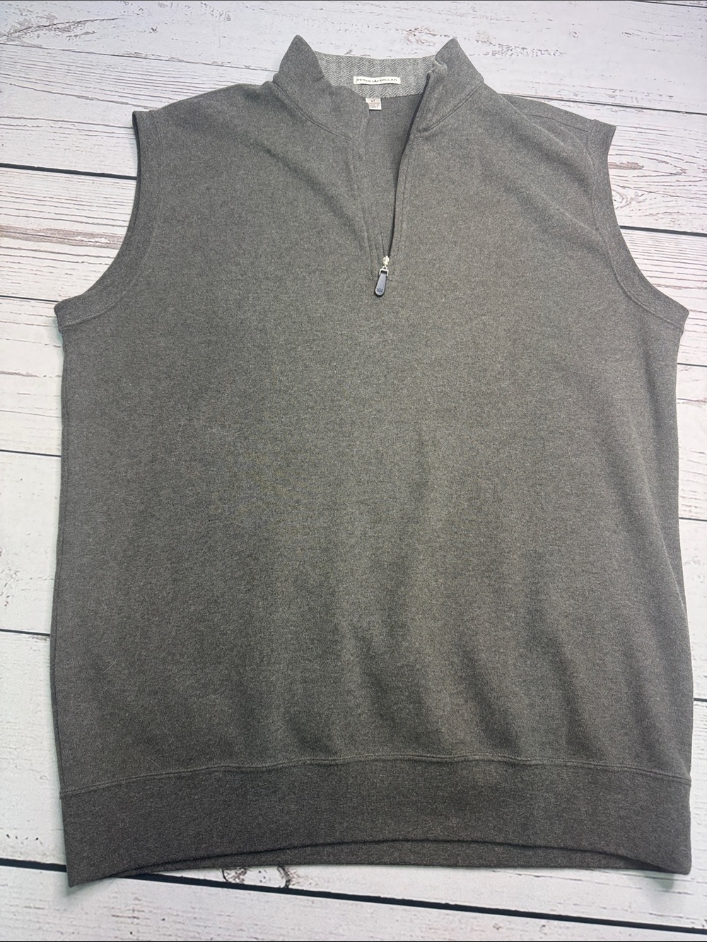 Men's Peter Millar Grey 1/4 Zip Golf Vest Size LT